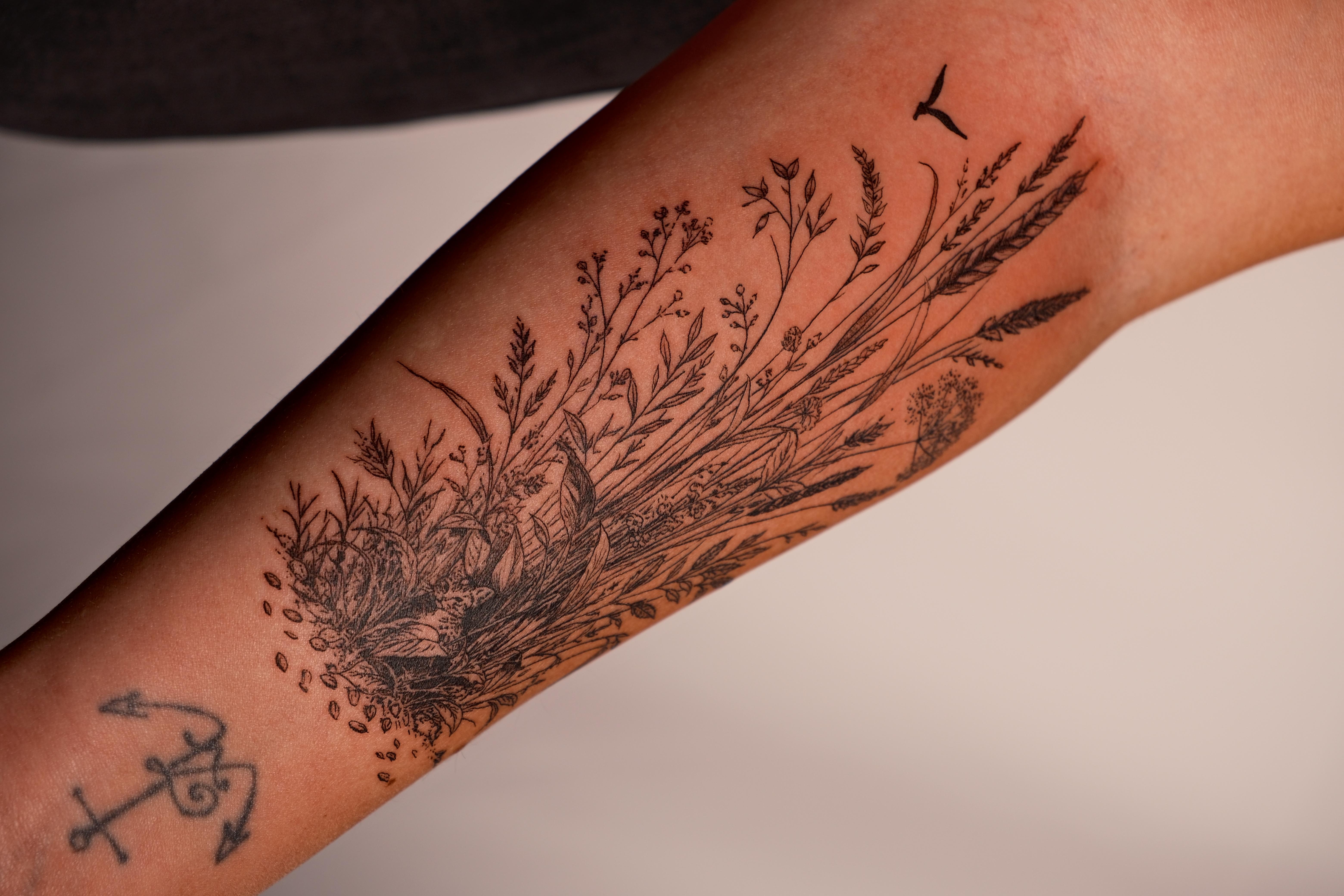 Tatouage naturaliste micro-réalisme, Couleur Gris Bordeaux
